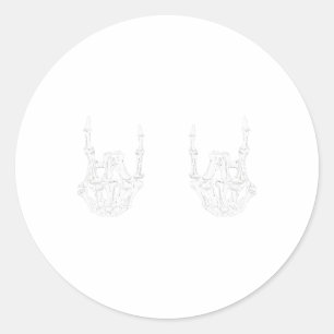 Rock On Rock Star Skelet Hands Rocker Fun Hallow Ronde Sticker