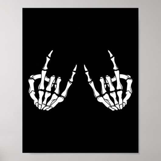 Rock On Rock Star Skelet Hands Rocker Spooky Hal Poster (Voorkant)