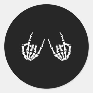 Rock On Rock Star Skelet Hands Rocker Spooky Hal Ronde Sticker