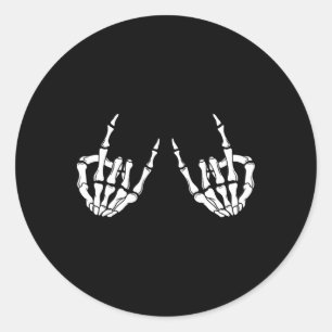 Rock On Rock Star Skelet Hands Rocker Spooky Hal Ronde Sticker