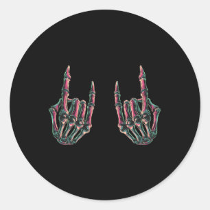 Rock On Rock Star Skeleton Hands beroemd gemaakt d Ronde Sticker