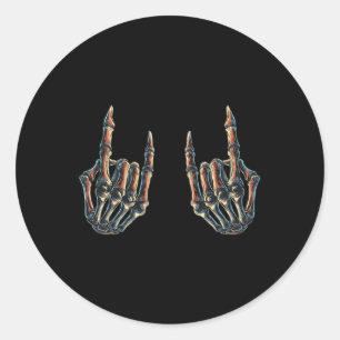 Rock On Rock Star Skeleton Hands beroemd gemaakt d Ronde Sticker
