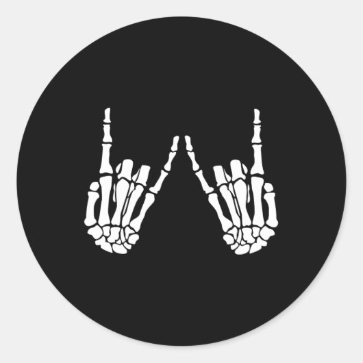 Rock On Rock Star Skeleton Hands Halloween Costume Ronde Sticker (Voorkant)