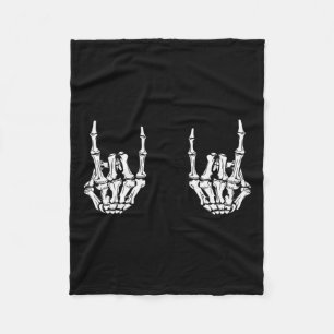 Rock On Rock Star Skeleton Hands Rocker Funny Hall Fleece Deken