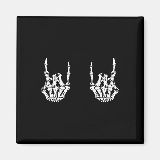 Rock On Rock Star Skeleton Hands Rocker Funny Hall Magneet (Voorkant)