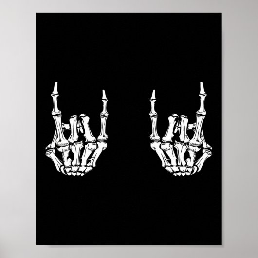 Rock On Rock Star Skeleton Hands Rocker Funny Hall Poster (Voorkant)