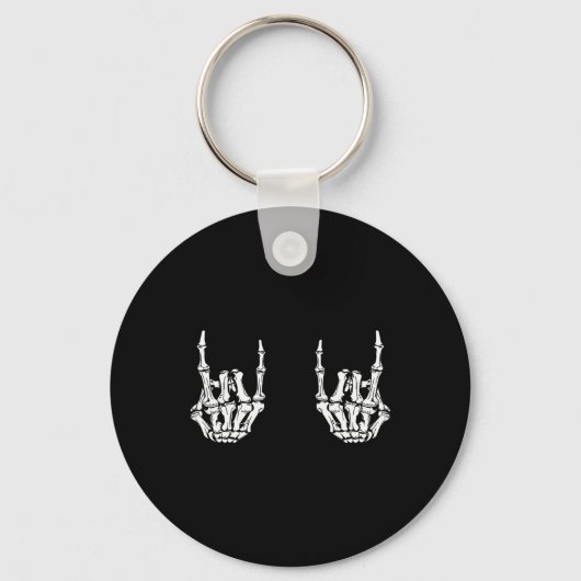 Rock On Rock Star Skeleton Hands Rocker Funny Hall Sleutelhanger (Voorkant)
