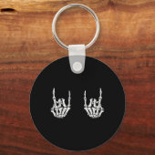 Rock On Rock Star Skeleton Hands Rocker Funny Hall Sleutelhanger (Voorkant)