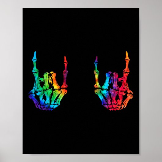 Rock On Rock Star Skeleton Hands Rocker Halloween Poster (Voorkant)