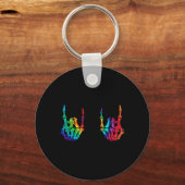 Rock On Rock Star Skeleton Hands Rocker Halloween Sleutelhanger (Voorkant)