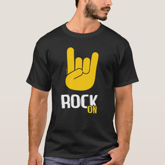 Rock On Rocker t-shirt met Horns-symbool (Voorkant)