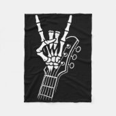 Rock on Skeleton Gitaar Hand Sign Rock and Roll Ba Fleece Deken (Voorkant)