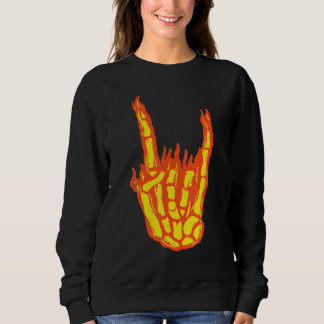Rock on Skeleton Hand Gestures Hard Rock on Skelet Trui