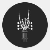 Rock On Skeleton Hand Guitar Guitarist Funny Music Ronde Sticker (Voorkant)