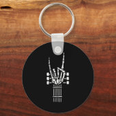 Rock On Skeleton Hand Guitar Guitarist Funny Music Sleutelhanger (Voorkant)
