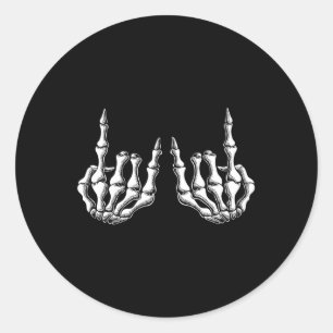 Rock on Skeleton Hand Rock and Roll Mannen Vrouwen Ronde Sticker