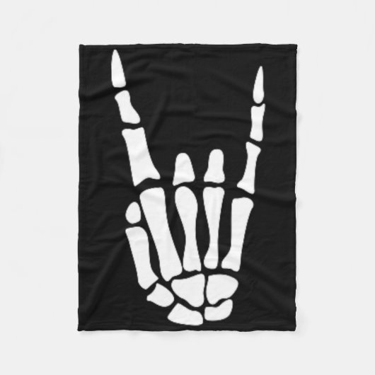 Rock on Skeleton Hand Sign - Minimalistisch Hoowee Fleece Deken (Voorkant)