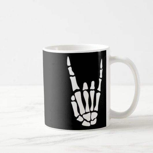 Rock on Skeleton Hand Sign - Minimalistisch Hoowee Koffiemok (Rechts)