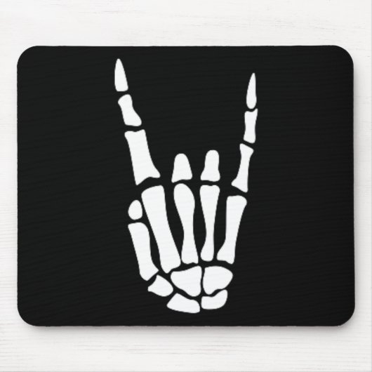 Rock on Skeleton Hand Sign - Minimalistisch Hoowee Muismat (Voorkant)