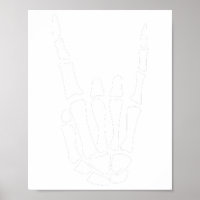Rock on Skeleton Hand Sign - Minimalistisch Hoowee