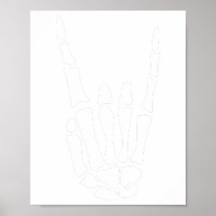 Rock on Skeleton Hand Sign - Minimalistisch Hoowee Poster