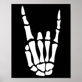 Rock on Skeleton Hand Sign - Minimalistisch Hoowee Poster