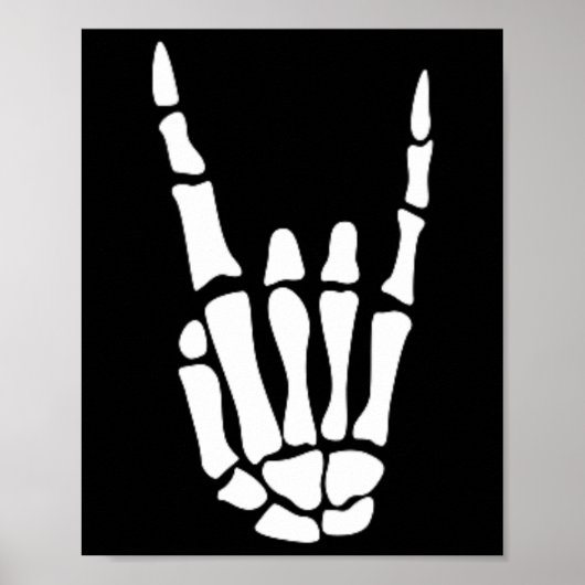 Rock on Skeleton Hand Sign - Minimalistisch Hoowee Poster (Voorkant)