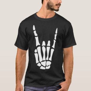 Rock on Skeleton Hand Sign - Minimalistisch Hoowee T-shirt