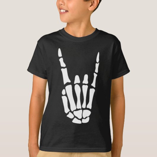 Rock on Skeleton Hand Sign - Minimalistisch Hoowee T-shirt (Voorkant)