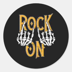 Rock On Skeleton Hands Rock And Roll Metal Concert Ronde Sticker