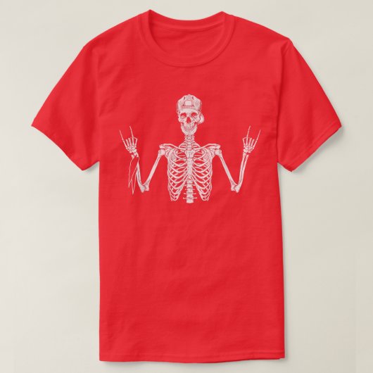 Rock on Skeleton Hands Rocking Funny Hand Hippie H T-shirt (Design voorkant)