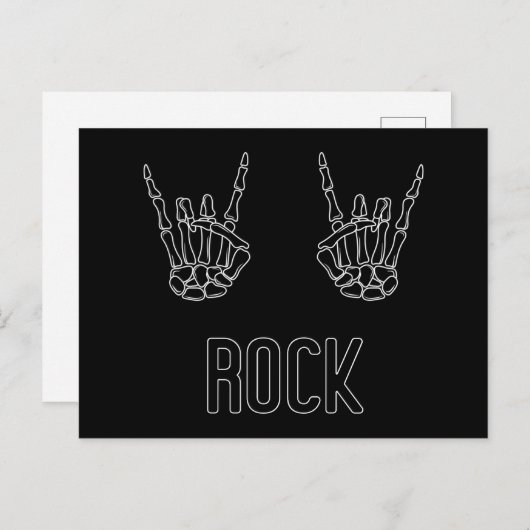 Rock on Skeleton Hands Uitnodiging Briefkaart (Voorkant / Achterkant)