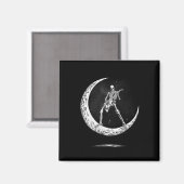 Rock on Skeleton Moon Rock and Roll Funny Hallowee Magneet (Voorkant / Achterkant)