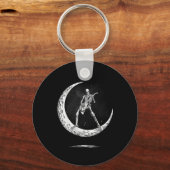 Rock on Skeleton Moon Rock and Roll Funny Hallowee Sleutelhanger (Voorkant)