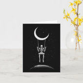 Rock on Skeleton Moon Rock and Roll Mannen Vrouwen Kaart (Gele Bloem)