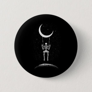 Rock on Skeleton Moon Rock and Roll Mannen Vrouwen Ronde Button 5,7 Cm