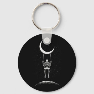 Rock on Skeleton Moon Rock and Roll Mannen Vrouwen Sleutelhanger