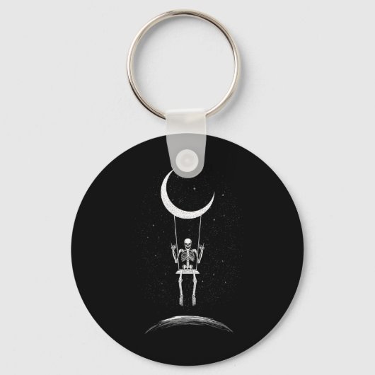 Rock on Skeleton Moon Rock and Roll Mannen Vrouwen Sleutelhanger (Voorkant)
