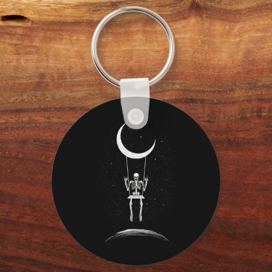 Rock on Skeleton Moon Rock and Roll Mannen Vrouwen Sleutelhanger (Voorkant)