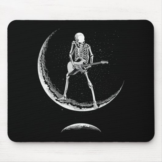 Rock On Skeleton Moon Shirt - Funny Halloween Rock Muismat (Voorkant)