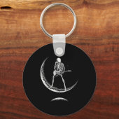 Rock On Skeleton Moon Shirt - Funny Halloween Rock Sleutelhanger (Voorkant)