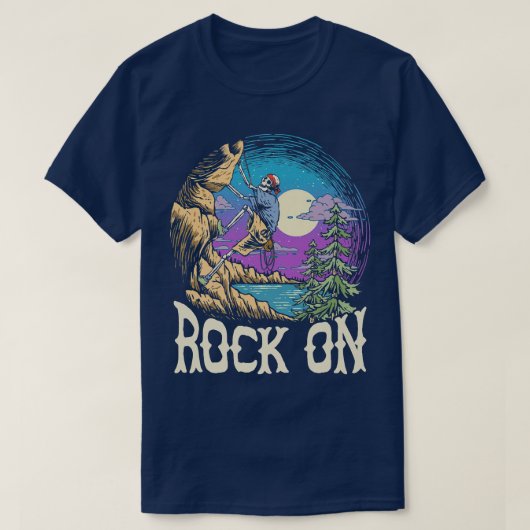 Rock on Skeleton Night Rock T-shirt (Design voorkant)