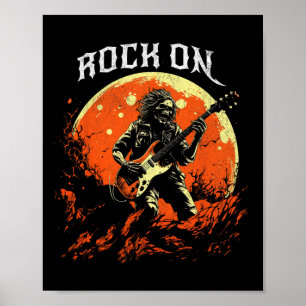 Rock on Skeleton speelt gitaarrock en roll hall Poster