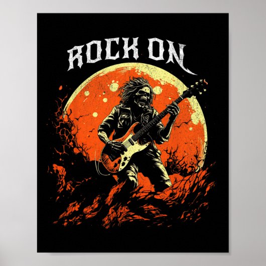Rock on Skeleton speelt gitaarrock en roll hall Poster (Voorkant)
