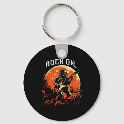 Rock on Skeleton speelt gitaarrock en roll hall Sleutelhanger (Voorkant)