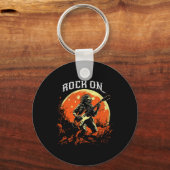 Rock on Skeleton speelt gitaarrock en roll hall Sleutelhanger (Voorkant)
