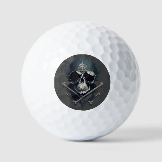 Rock on Skull T-shirt Golfballen (Voorkant)