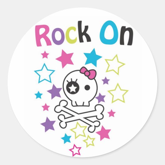 ROCK ON STICKER SKULLS AND STARS (Voorkant)