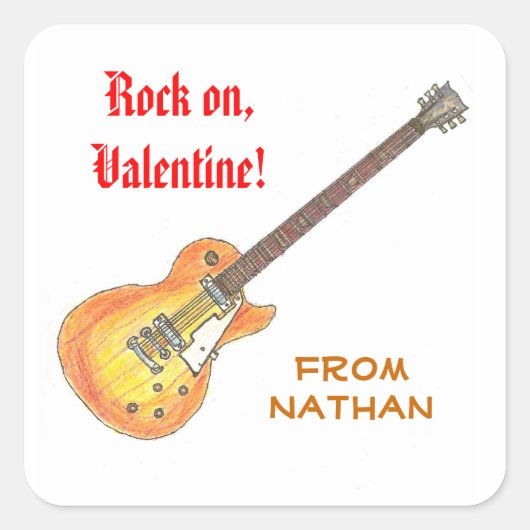 Rock on Valentijnsticker Vierkante Sticker (Voorkant)