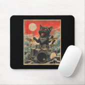 Rock On Vintage Drummer Cat Cool Band Style Gift  Muismat (Met muis)